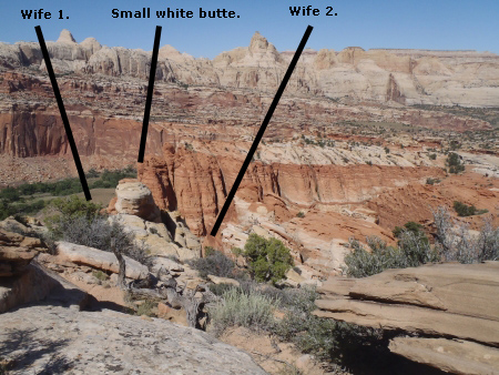 View of the white butte that divides Wife 1 and Wife 2.
